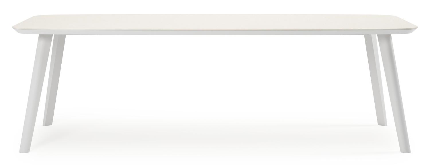 Mosa ensemble de jardin forme de bateau en aluminium blanc en sintered stone crema minerale avec 8 chaises de jardin Amalfi