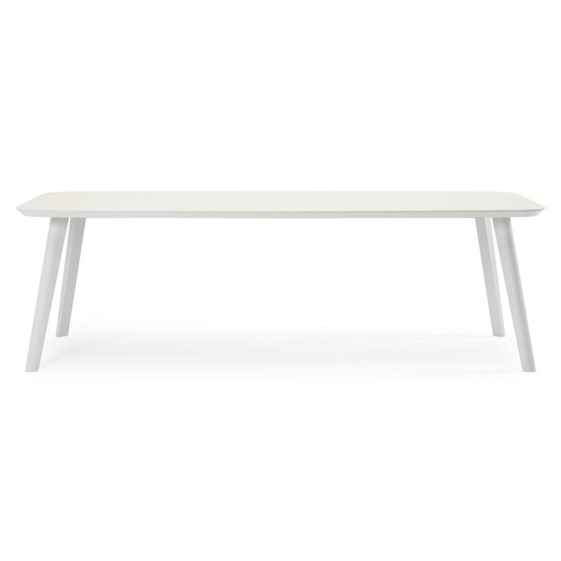 Mosa tuintafel bootvorm in wit aluminium en sintered stone Crema minerale - L 240 x B 110 x H 74 cm