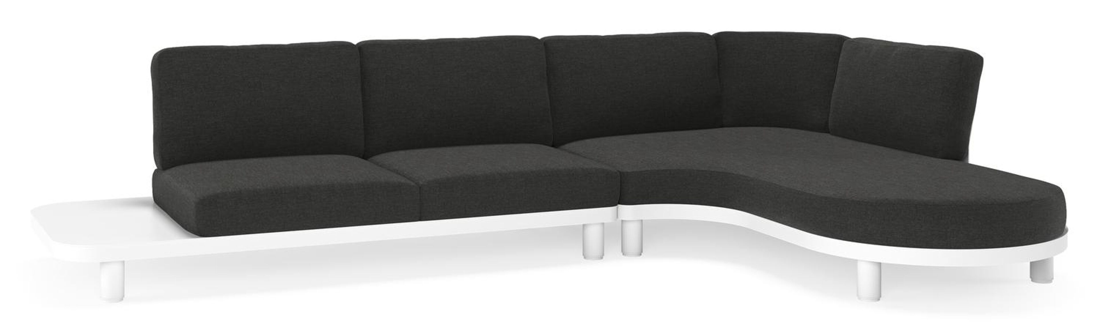 Donato loungehoek in wit aluminium met all weather sunbrella® luxe Chartres Sooty kussen