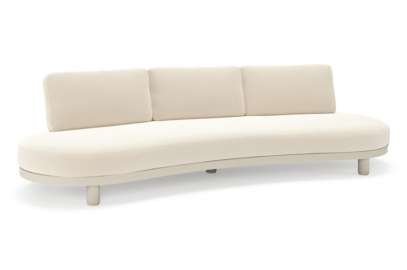 Canapé de jardin Donato en aluminium beige et coussins en all weather cosytica Althea Off White