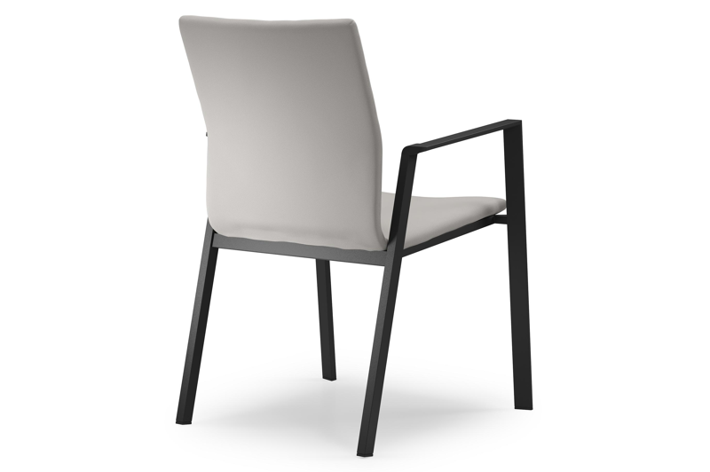 Madura stapelbare tuinstoel in zwart aluminium en grijs comfort textilene