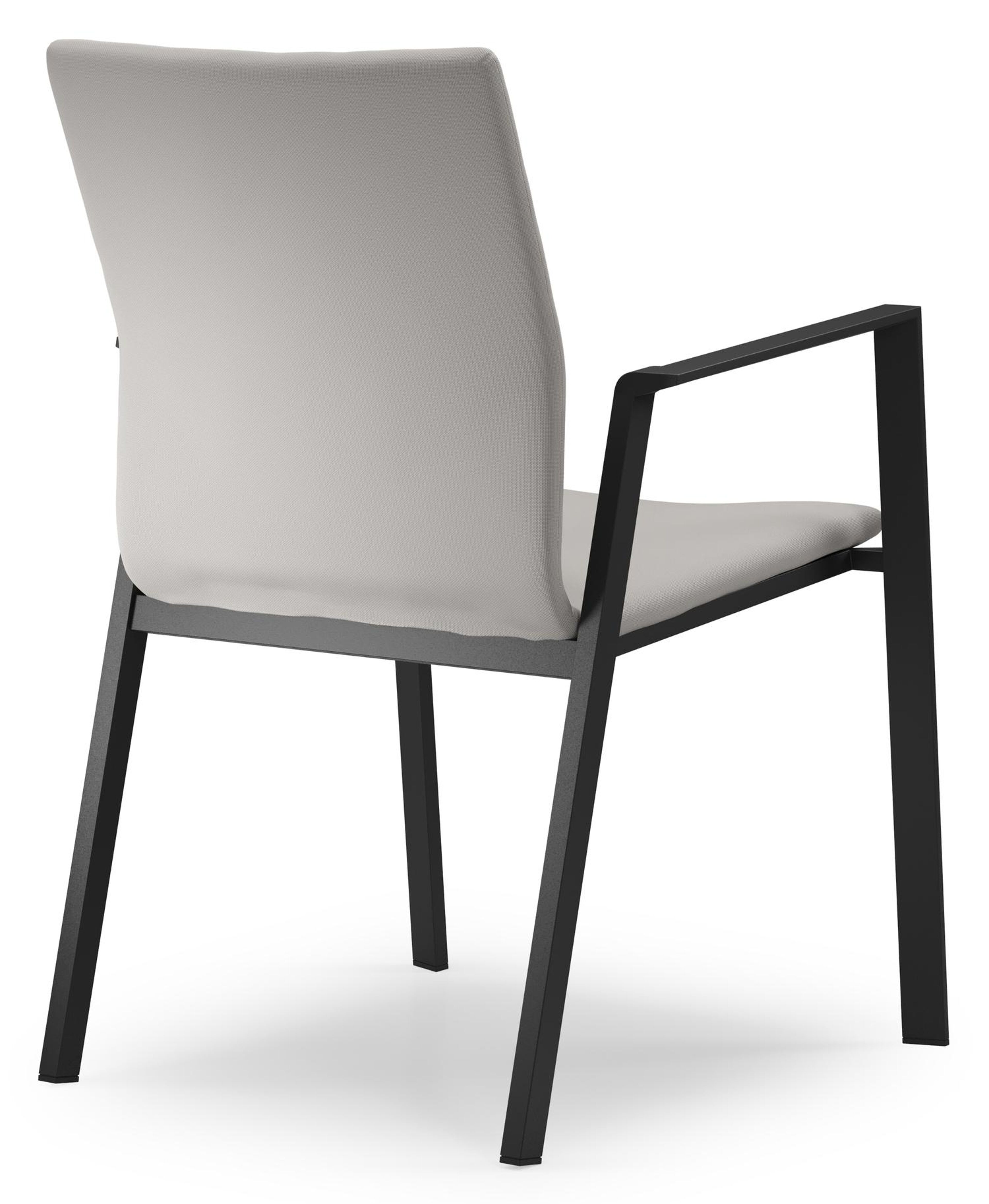 Madura tuinset in zwart aluminium en travertin keramische tegels tafelblad met 6 stapelbare Madura tuinstoelen