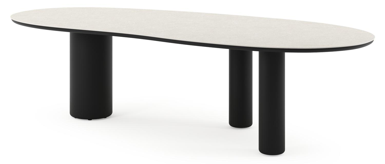 Amico tuintafel organisch in zwart aluminium en volkeramiek Shilin - L 280 x B 120 x H 73.5 cm