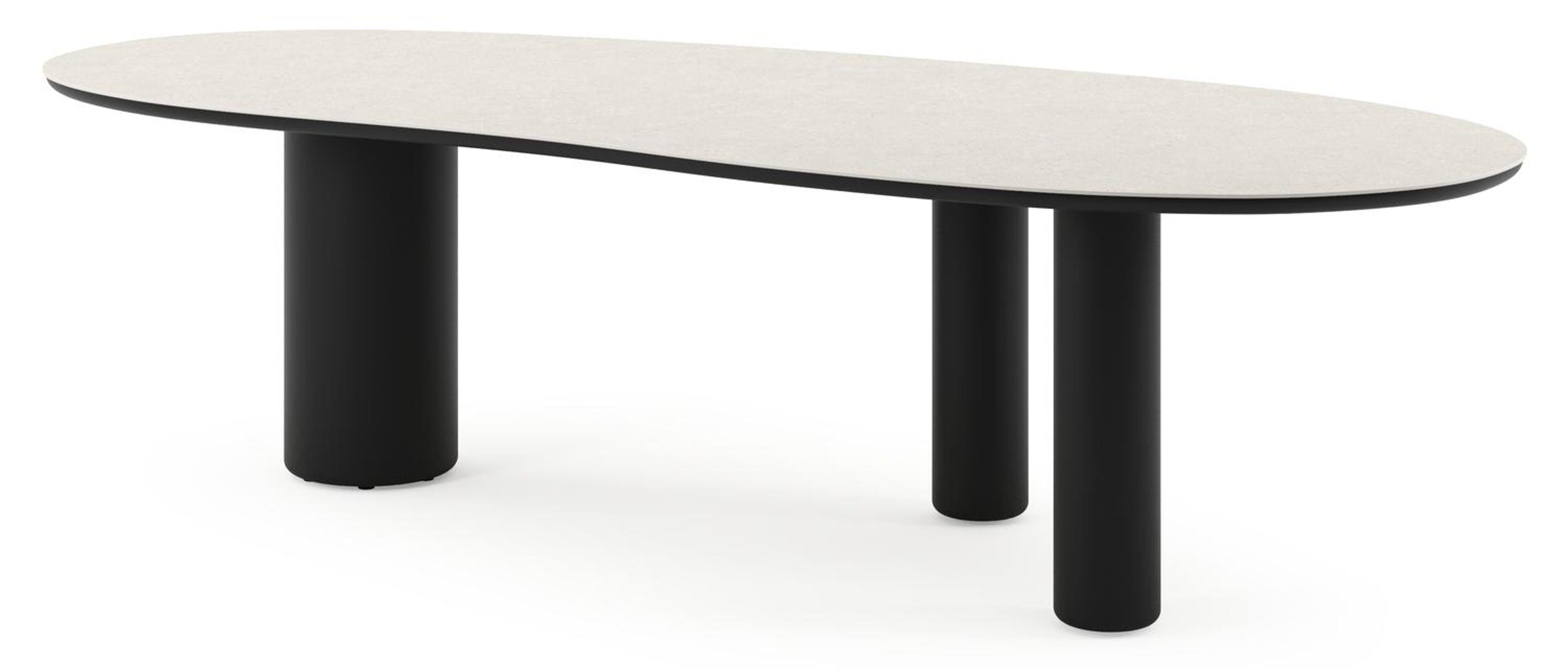Table de jardin Amico organique en aluminium noir et céramique pleine Shilin - Lg. 280 x Lrg. 120 x Haut. 74 cm
