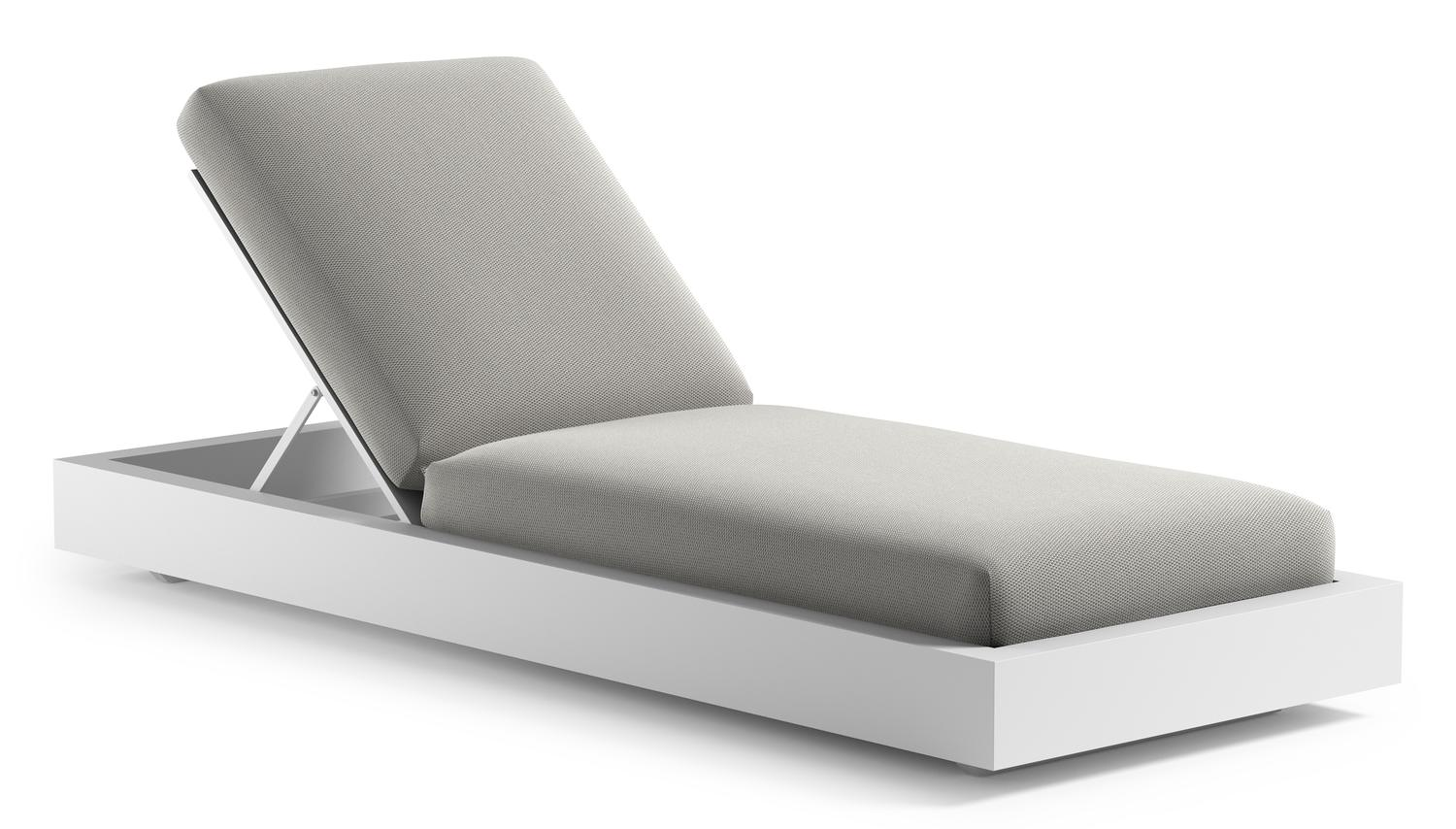 Como verstelbaar ligbed in wit aluminium met lopi ash all weather Sunbrella® luxe kussen