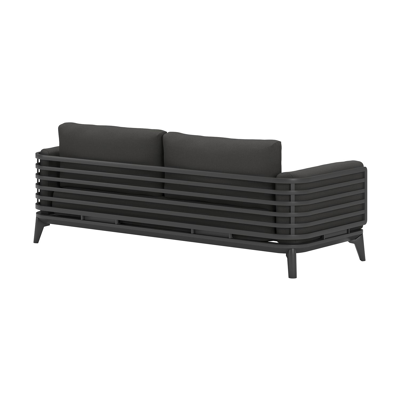 Mosa loungeset in zwart aluminium met natte sooty all weather sunbrella® premium kussens