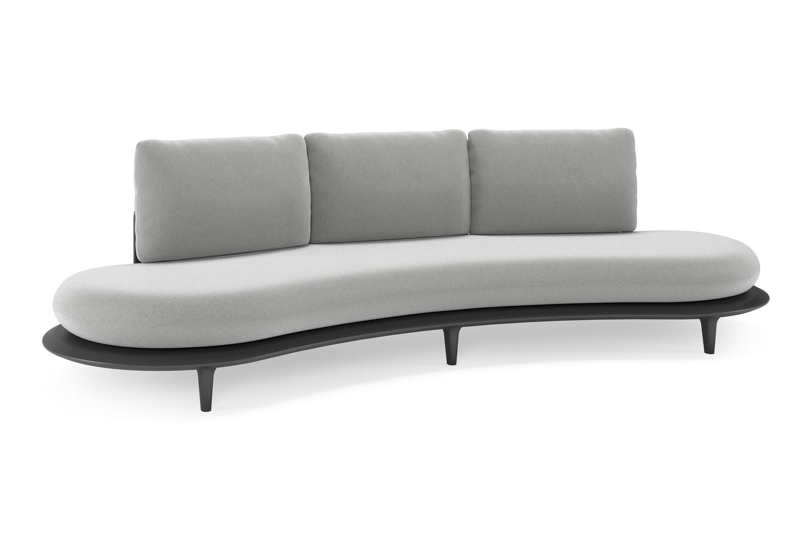 Bomero loungebank in zwart aluminium met savane grey all weather sunbrella® luxe kussen