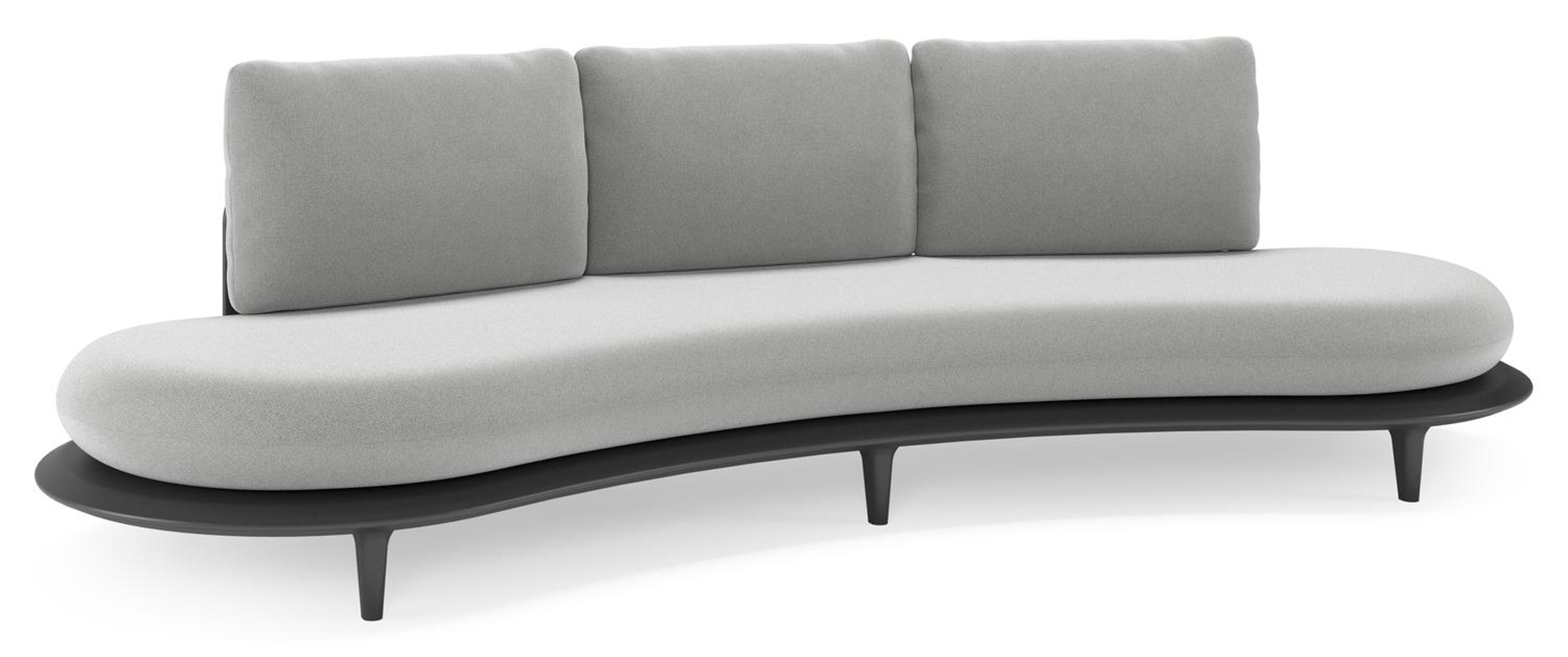 Bomero loungebank in zwart aluminium met savane grey all weather sunbrella® luxe kussen