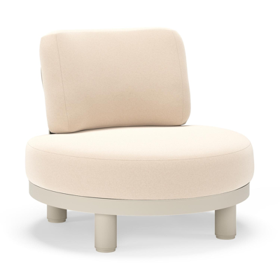 Donato loungestoel in beige aluminium met all weather sunbrella® luxe Natte Linen Chalk kussen