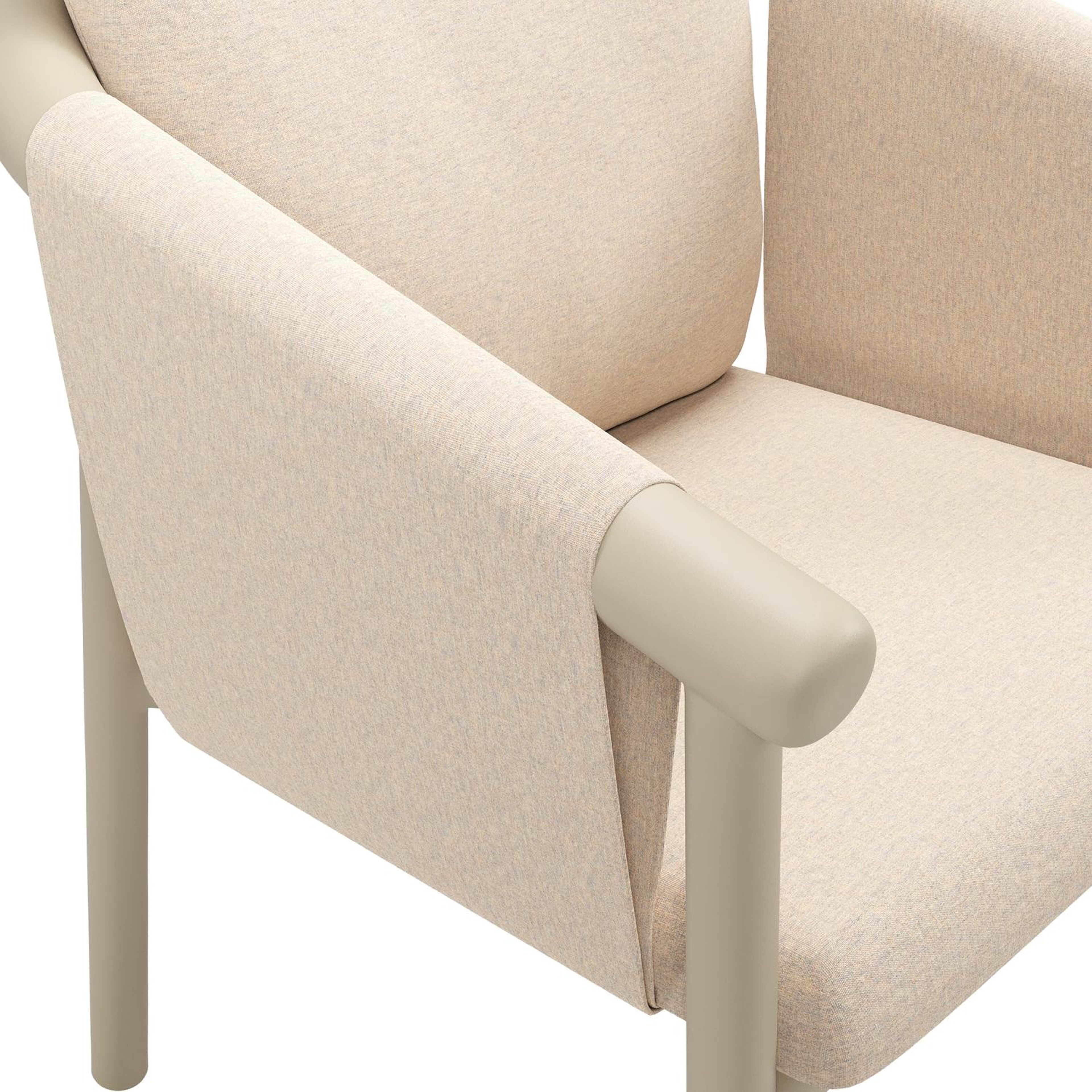 Chaise de jardin empilable Amico en aluminium beige et aluminium beige avec coussin en All Weather Sunbrella® Luxe Heritage Papyrus