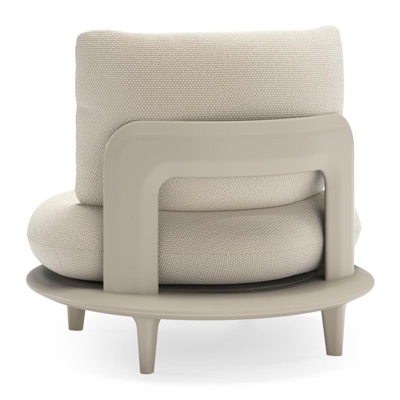 Bomero loungestoel in beige aluminium met althea off white all weather cosytica kussen