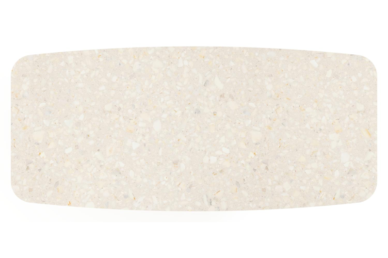 Table de jardin Lacrima forme de bateau en beige aluminium et céramique pleine Retrostone - Lg. 255 x Lrg. 115 cm