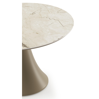 Fano low dining loungetafel rond in beige aluminium en volkeramiek Colorado Dunes - Dia. 85 x H 55 cm