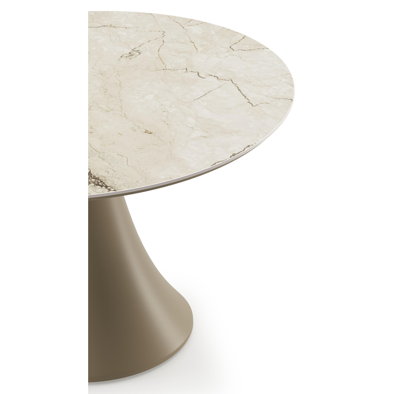 Fano low dining loungetafel rond in beige aluminium en volkeramiek Colorado Dunes - Dia. 85 x - Dia. 85 x H 75 cm