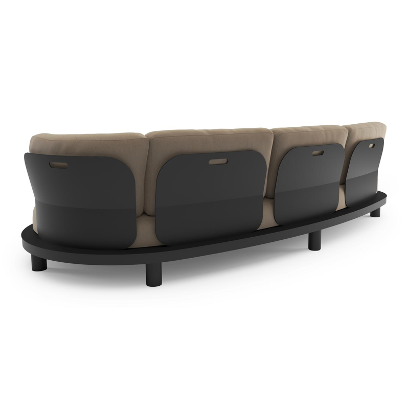 Donato loungebank in zwart aluminium met natte heather grey all weather sunbrella® luxe kussen