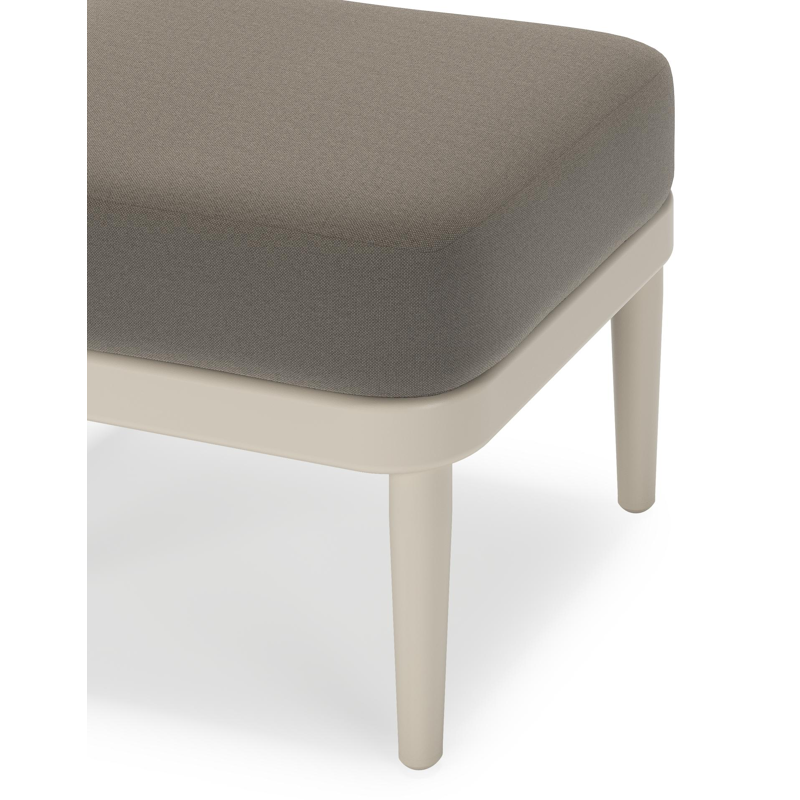 Pouf Orso en aluminium beige et coussins en all weather sunbrella® luxe Natte Carbon Beige