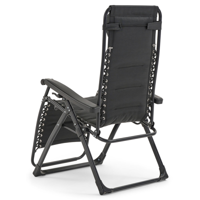 Set van 2 Rio relaxstoelen in zwart aluminium en zwart textilene