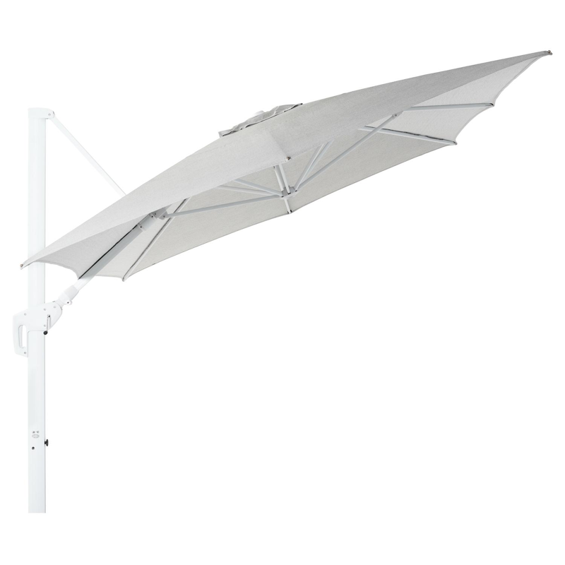 Minore zweefparasol met tiltfunctie in wit aluminium met savane nimbus all weather sunbrella® luxe parasoldoek - L1 400 x L2 300 cm (zonder voet)