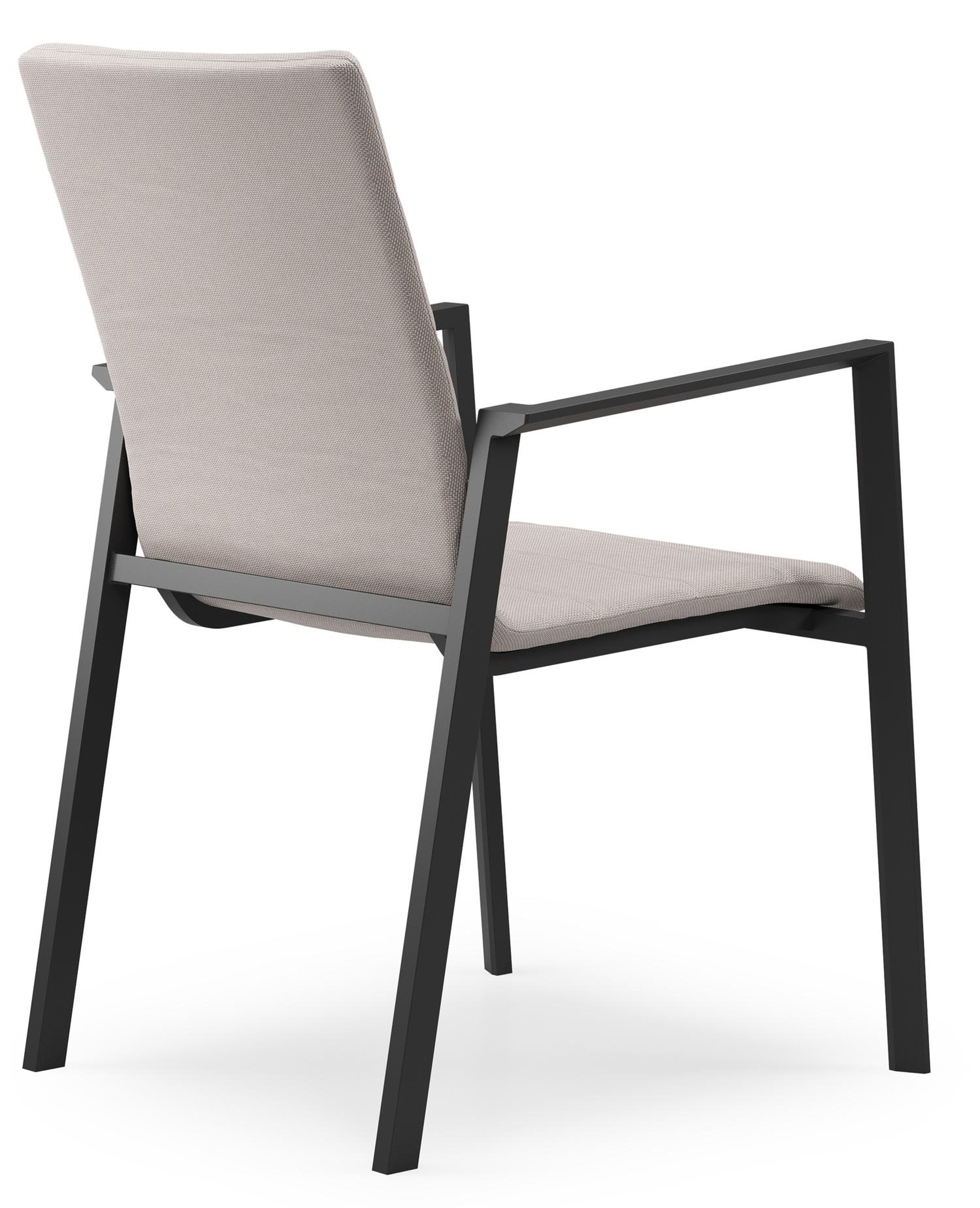 Cirello stapelbare tuinstoel in zwart aluminium en beige luxe textilene