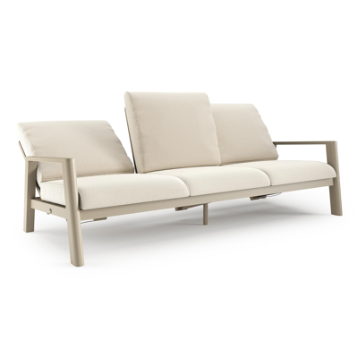 Canapé de jardin Cirello en aluminium beige et coussins en all weather cosytica althea off white