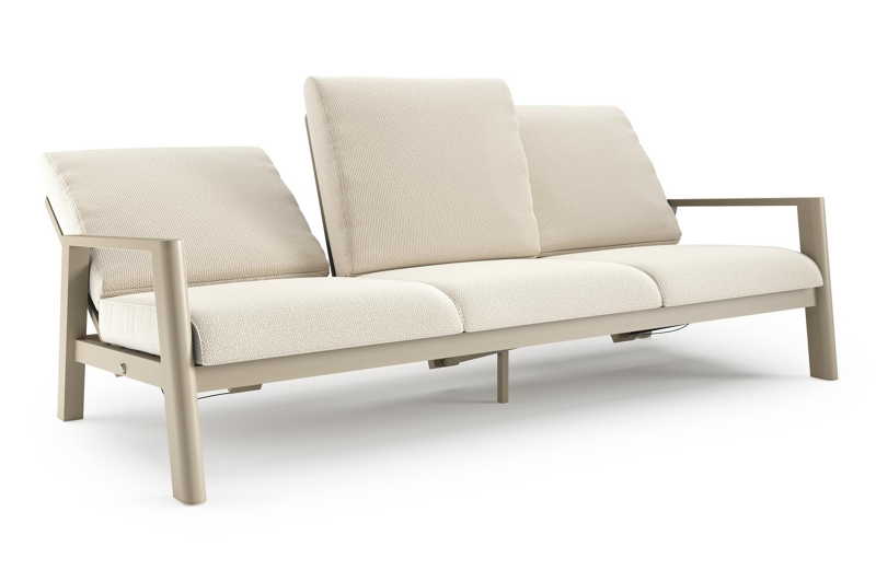 Cirello loungebank in beige aluminium met althea off white all weather cosytica kussen