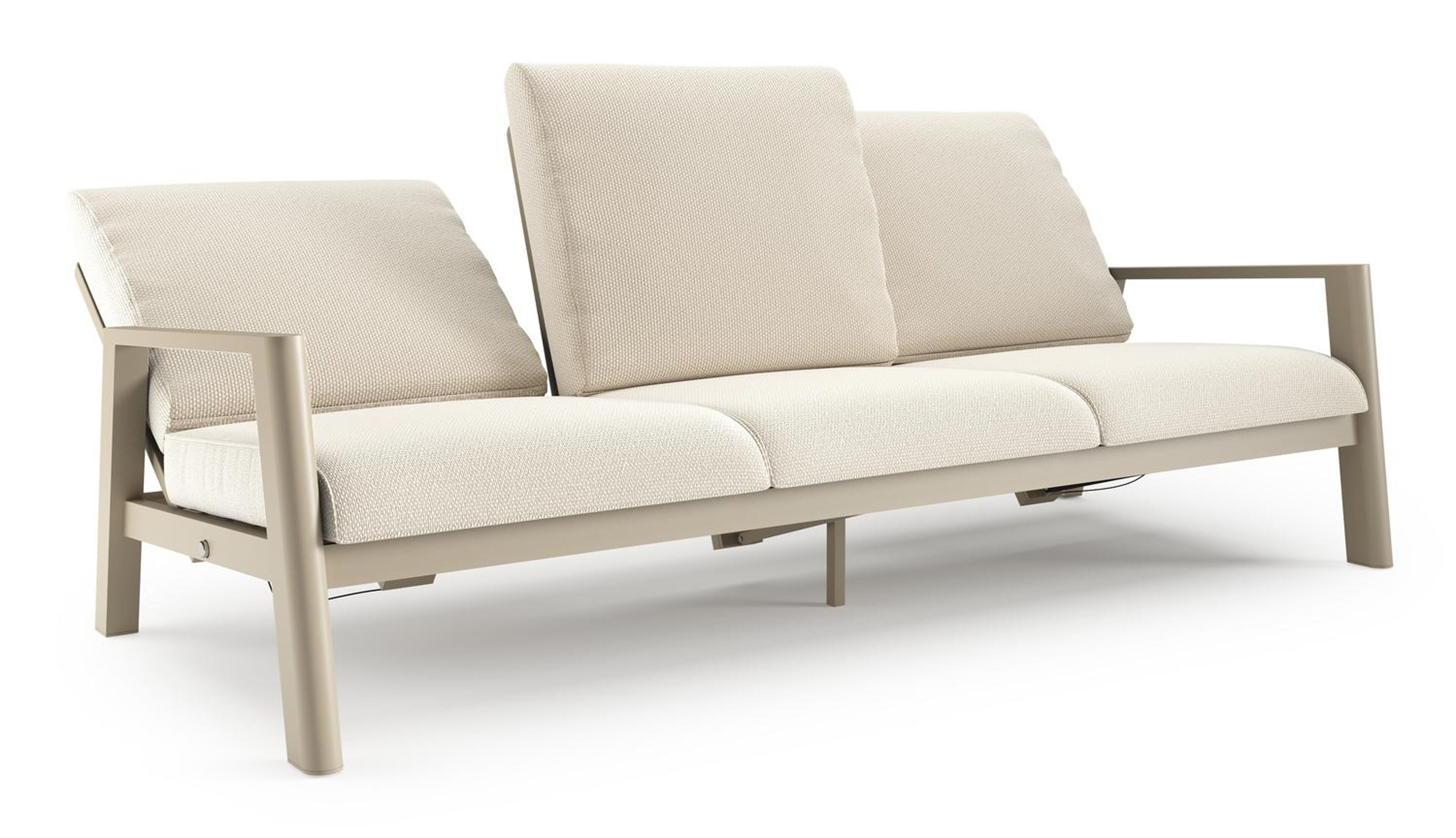 Cirello loungebank in beige aluminium met althea off white all weather cosytica kussen