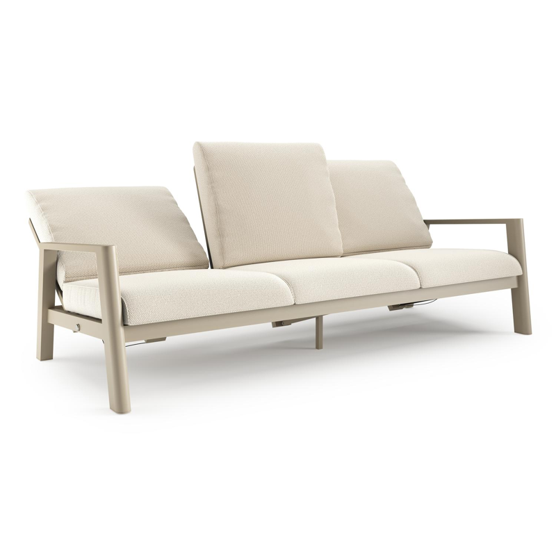 Cirello loungebank in beige aluminium met althea off white all weather cosytica kussen