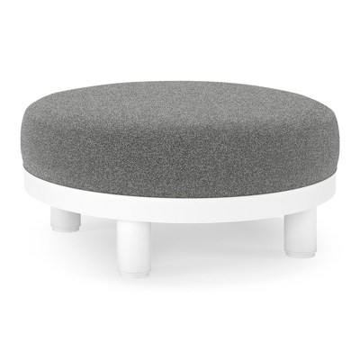 Donato lounge poef in wit aluminium met All Weather Cosytica Catania Black kussen