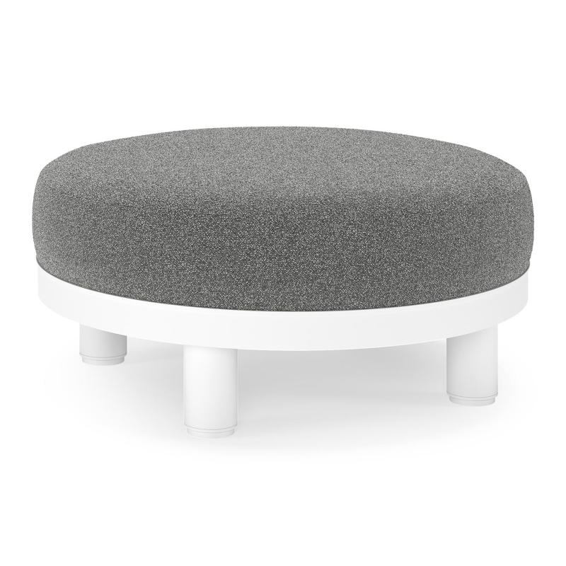 Donato lounge poef in wit aluminium met All Weather Cosytica Catania Black kussen