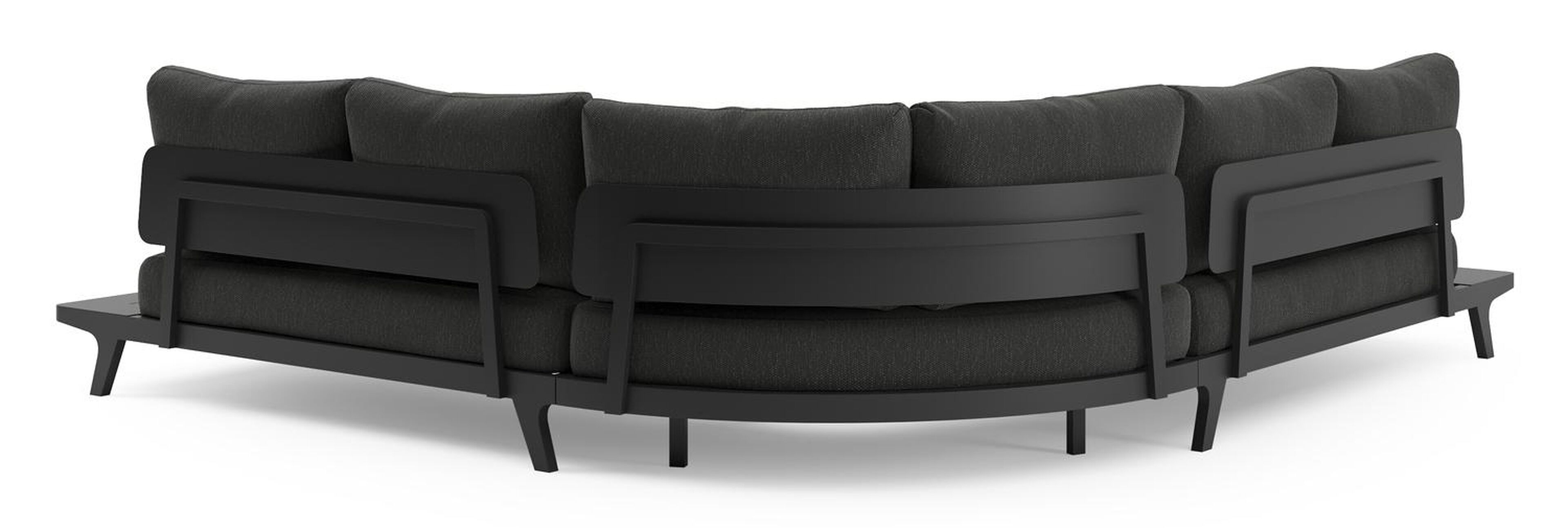 Bolzano loungehoek in zwart aluminium met sky black weather+ softtouch kussen