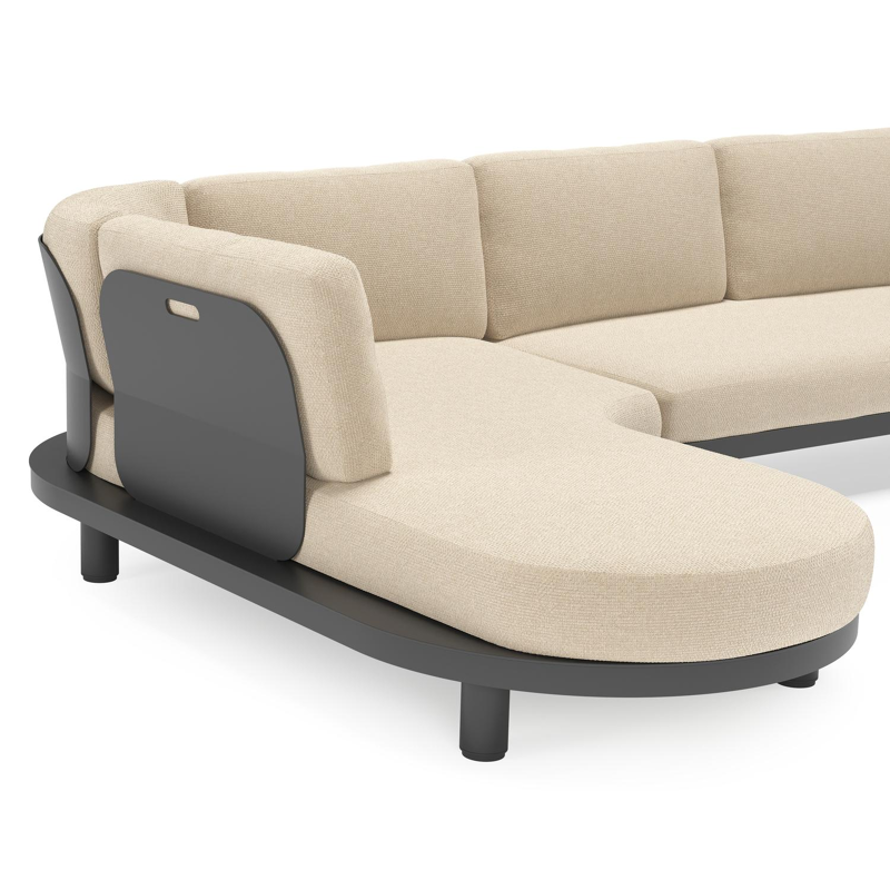 Donato loungehoek in zwart aluminium met all weather cosytica Althea Chalk kussen