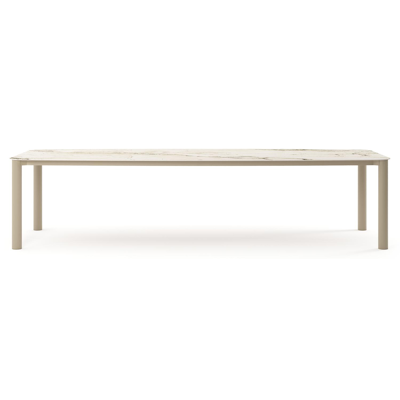 Orso tuintafel bootvorm in beige aluminium en volkeramiek Colorado Dunes - L 315 x B 115 x H 74.5 cm