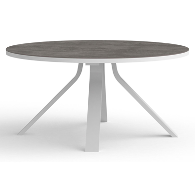 Table de jardin Cesano en aluminium blanc et céramique pleine aspen grey - Dia. 148 x H 74,5 cm