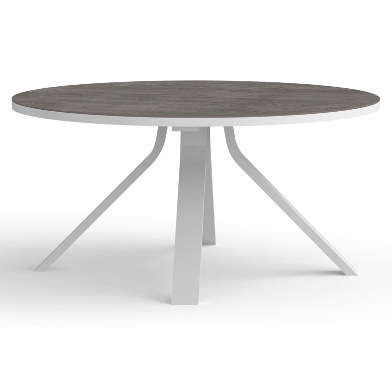 Cesano tuintafel rond in wit aluminium en volkeramiek aspen grey - Dia. 148 x - Dia. 148 x H 75 cm