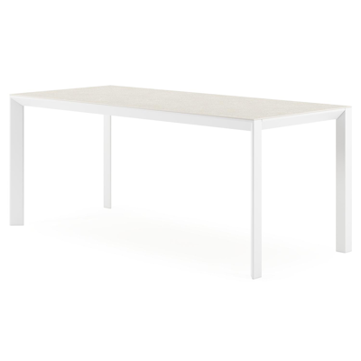 Malito tuintafel in wit aluminium en volkeramiek shilin - L 180 x B 80 x H 75 cm