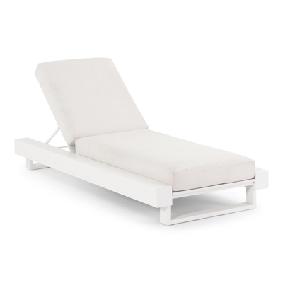 Nano verstelbaar ligbed in wit aluminium met lopi marble all weather sunbrella® luxe kussen
