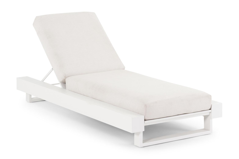 Nano verstelbaar ligbed in wit aluminium met lopi marble all weather sunbrella® luxe kussen