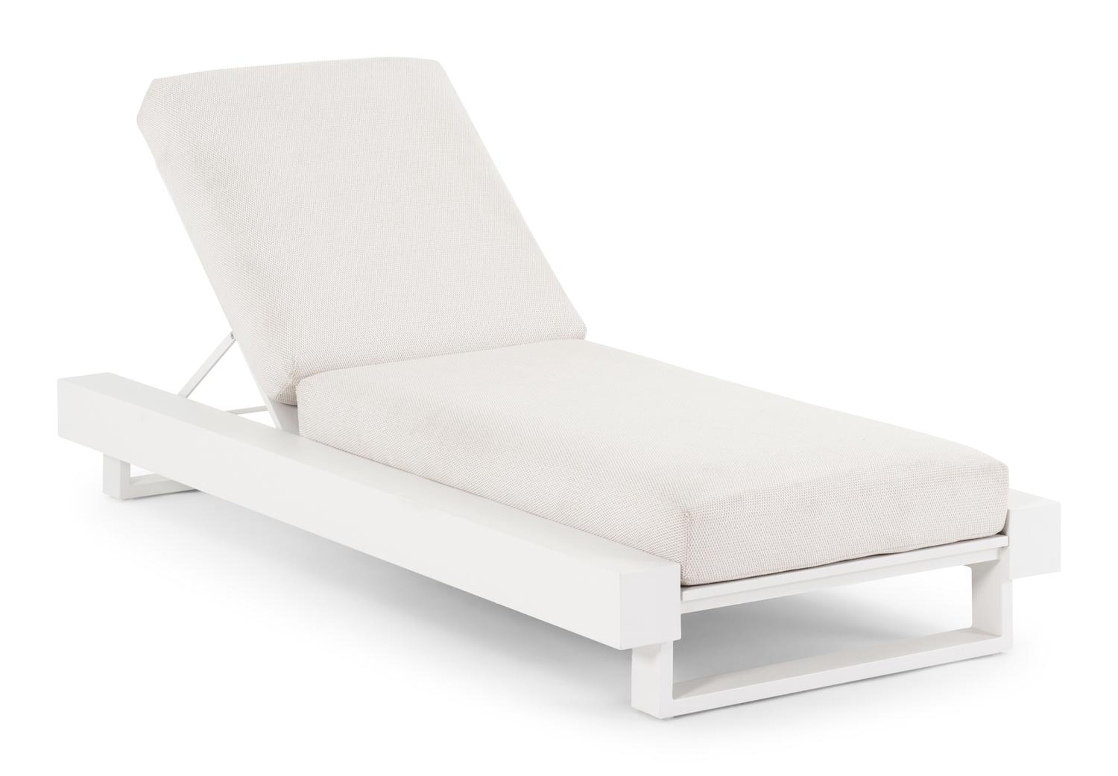 Nano verstelbaar ligbed in wit aluminium met lopi marble all weather sunbrella® luxe kussen