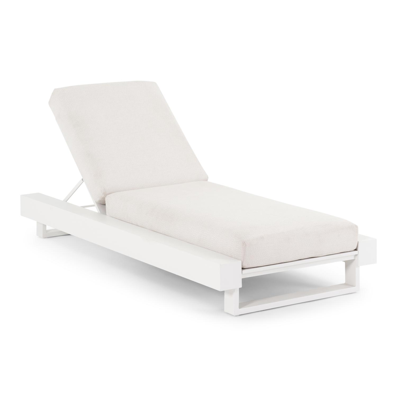 Nano verstelbaar ligbed in wit aluminium met lopi marble all weather sunbrella® luxe kussen