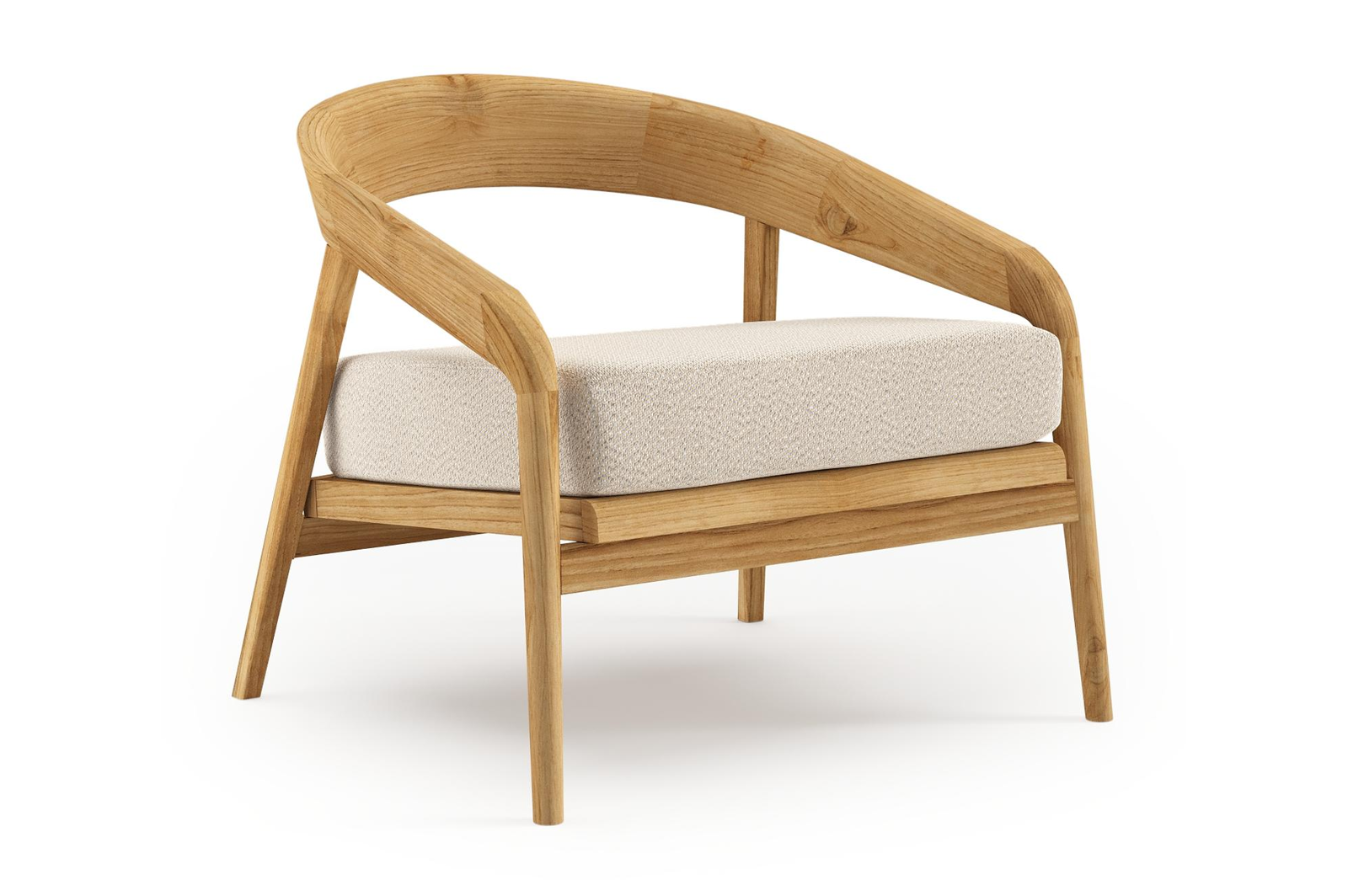 Lacrima loungestoel in teak met lopi sand all weather Sunbrella® luxe kussen