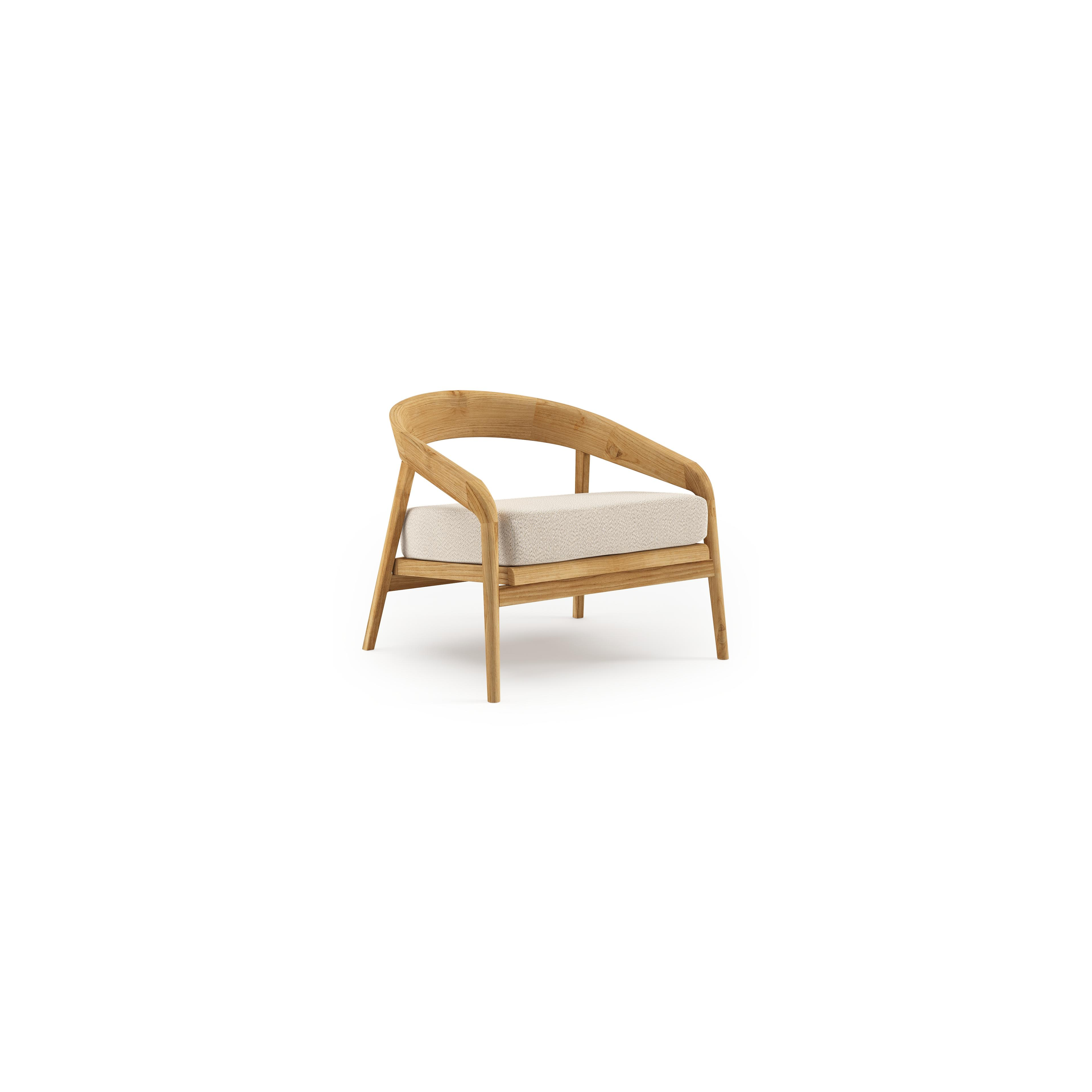 Lacrima loungestoel in teak met lopi sand all weather Sunbrella® luxe kussen
