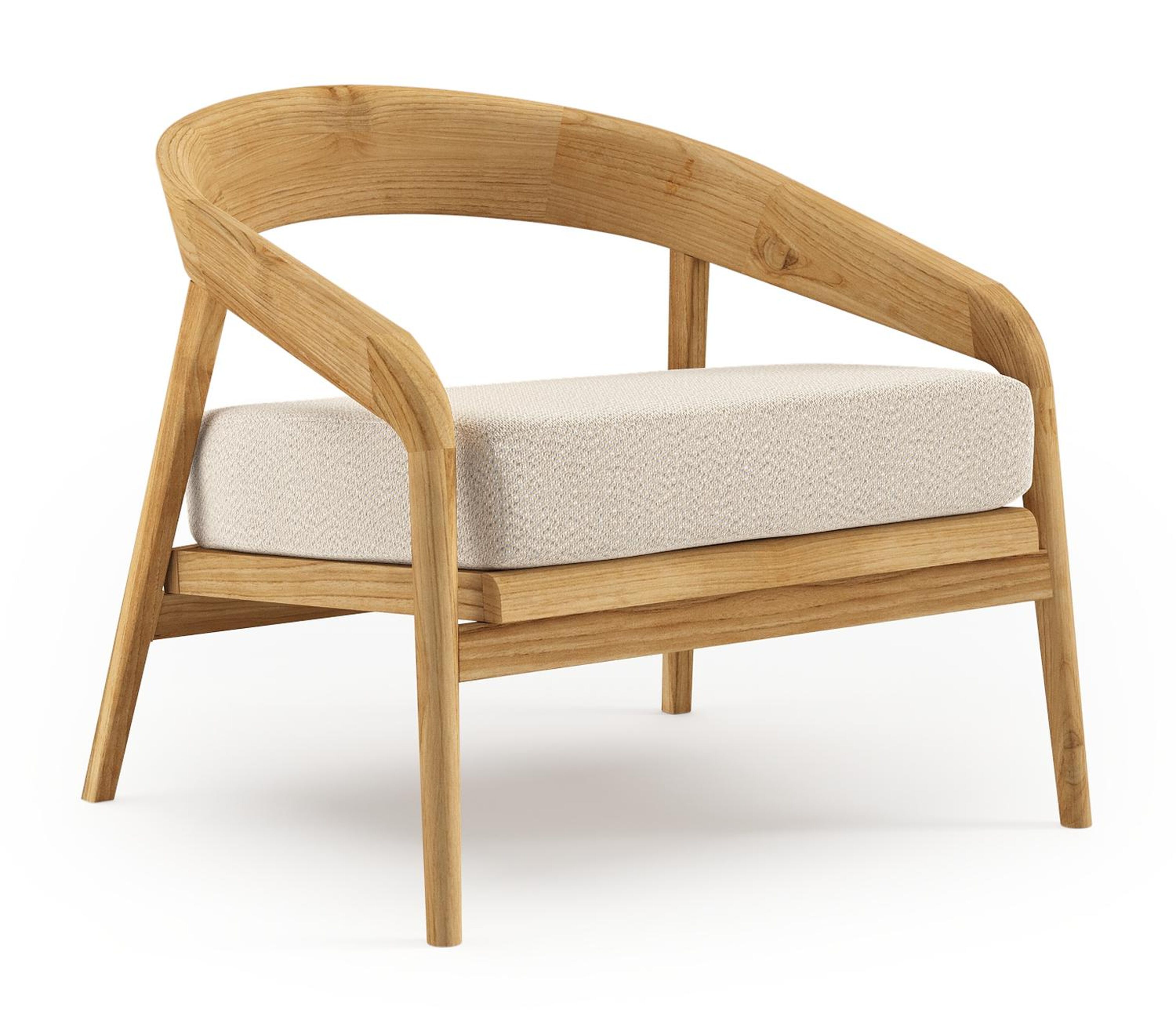 Lacrima loungestoel in teak met lopi sand all weather Sunbrella® luxe kussen