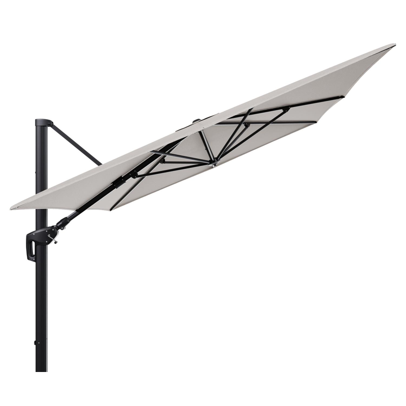 Minore zweefparasol tiltfunctie in zwart aluminium en parasoldoek in All Weather Sunbrella® Luxe Slow Farafra - L1 400 x L2 300 cm (zonder voet)