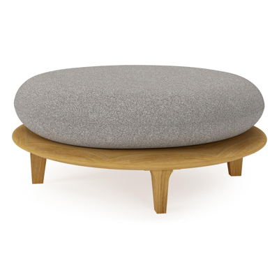 Bomero poef in teak met tundra charcoal all weather sunbrella® luxe kussen