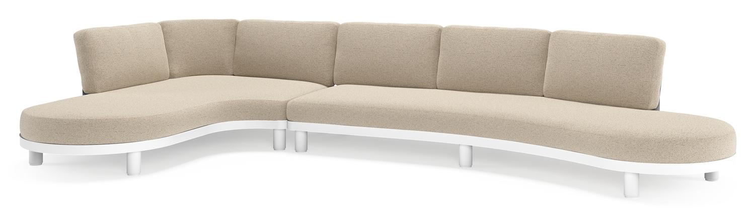 Salon de jardin d'angle Donato en aluminium blanc et coussins en all weather cosytica Marbella Beige