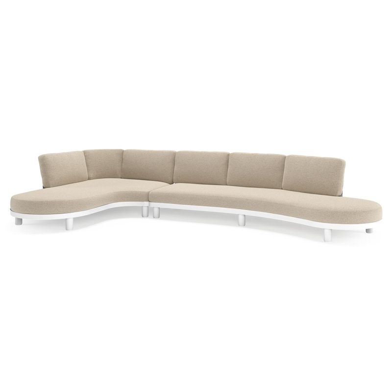 Donato loungehoek in wit aluminium met all weather cosytica Marbella Beige kussen