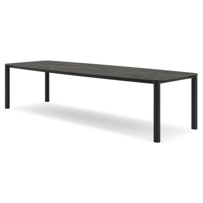 Orso tuintafel bootvorm in zwart aluminium en volkeramiek black obsession - L 315 x B 115 x H 75 cm