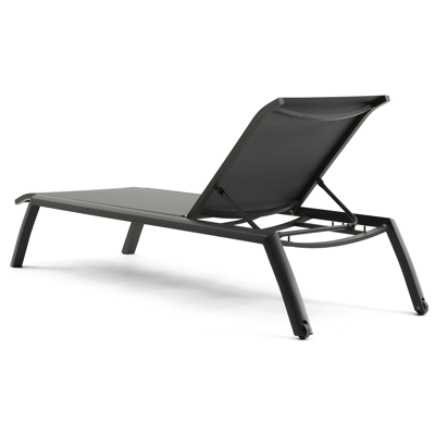 Bari verstelbaar ligbed in zwart aluminium met grijs textilene