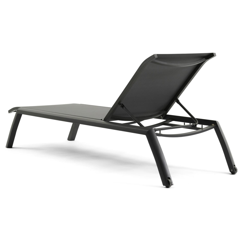 Bari verstelbaar ligbed in zwart aluminium met grijs textileen