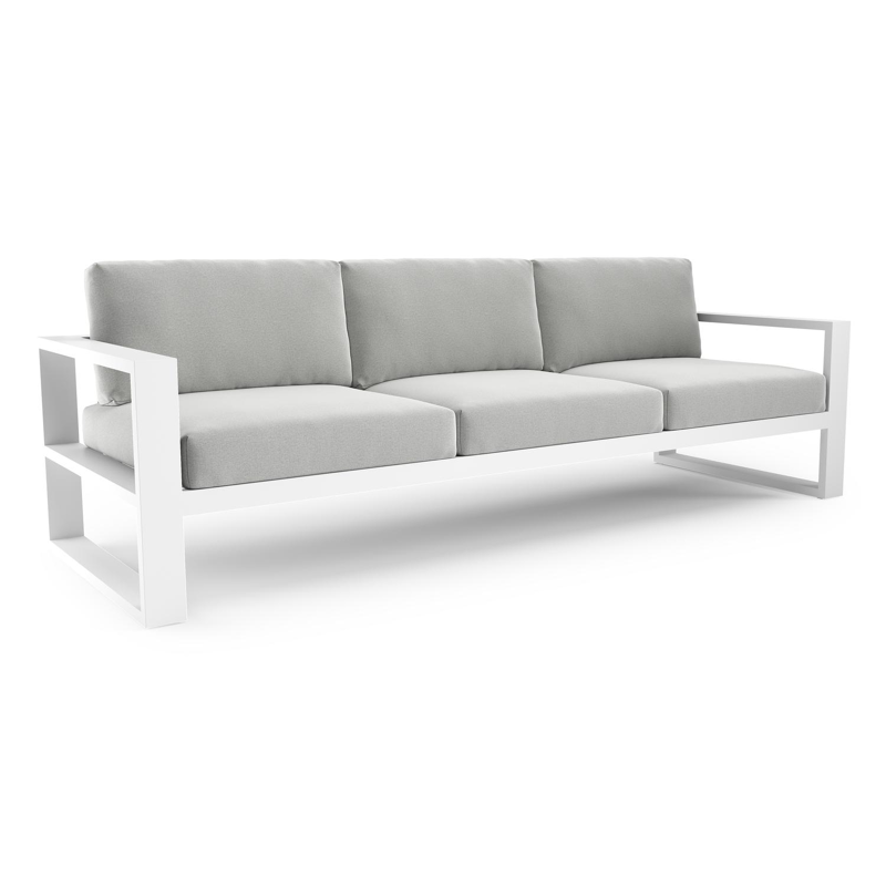 Verato loungebank in wit aluminium met natte grey chine all weather sunbrella® luxe kussen